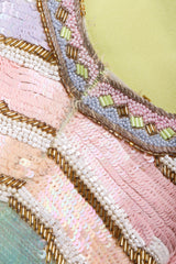 Recess Los Angeles Vintage Richilene Embellished Bead Sequin Stripe Cotton Candy Dress & Jacket Set