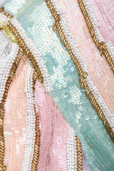 Recess Los Angeles Vintage Richilene Embellished Bead Sequin Stripe Cotton Candy Dress & Jacket Set