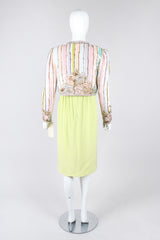 Recess Los Angeles Vintage Richilene Embellished Bead Sequin Stripe Cotton Candy Dress & Jacket Set