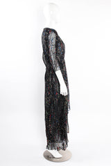 Vintage Richilene Pleated Silk Lamé Swirl Gown on mannequin side at Recess Los Angeles