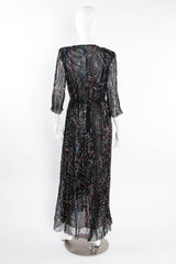 Vintage Richilene Pleated Silk Lamé Swirl Gown on mannequin back at Recess Los Angeles