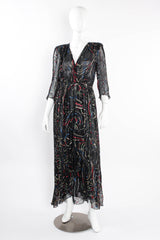 Vintage Richilene Pleated Silk Lamé Swirl Gown on mannequin front at Recess Los Angeles