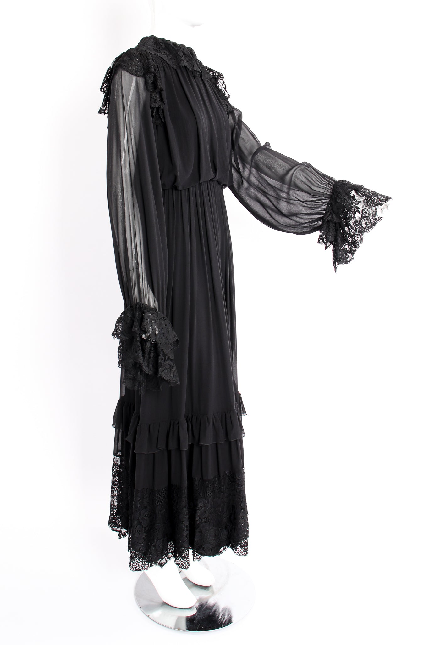 Vintage Richilene Lace Trim Prairie Dress on Mannequin side sleeve at Recess Los Angeles