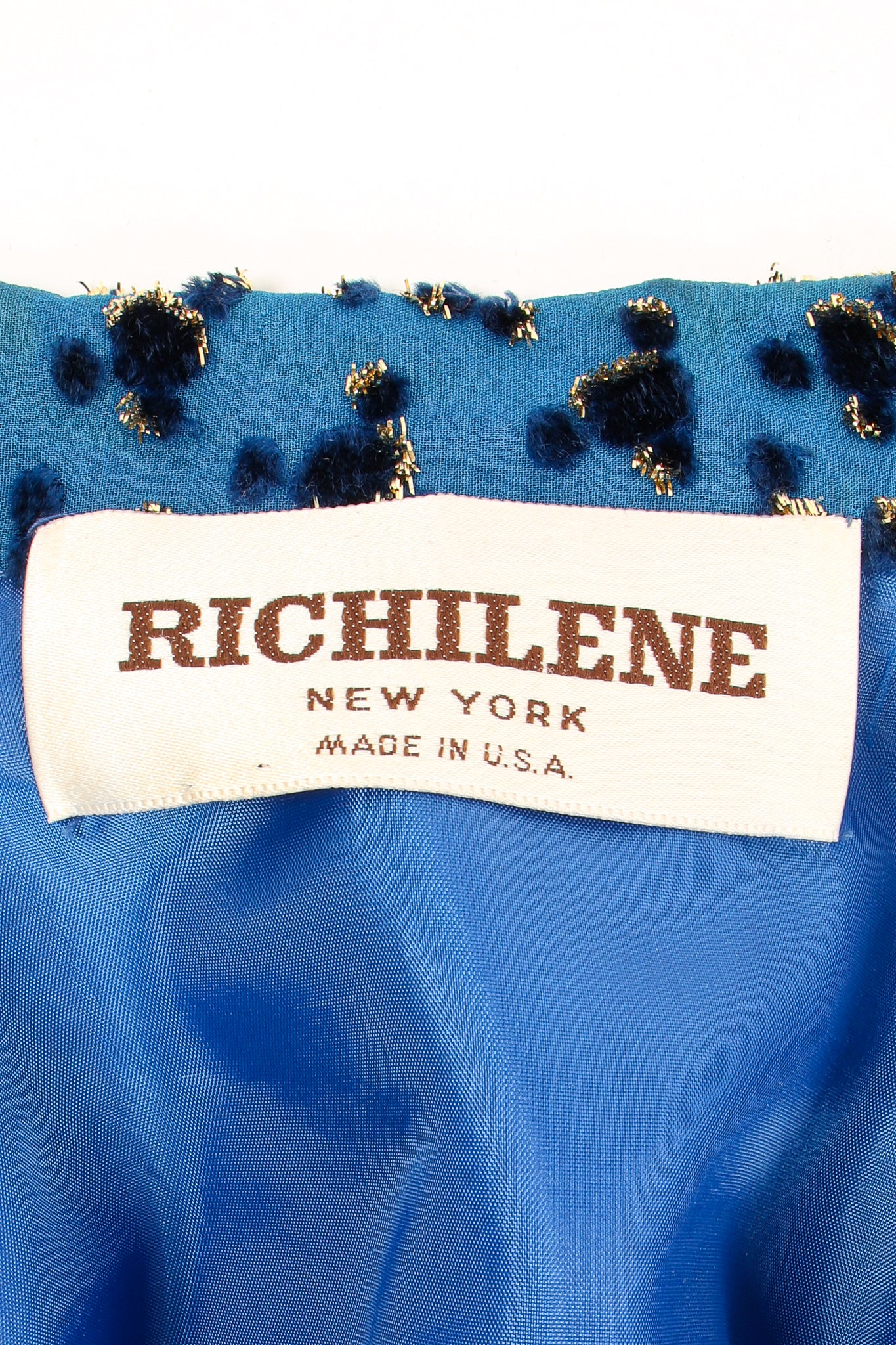 Vintage Richilene Silk Velvet Lamé Leisure Suit label at Recess Los Angeles