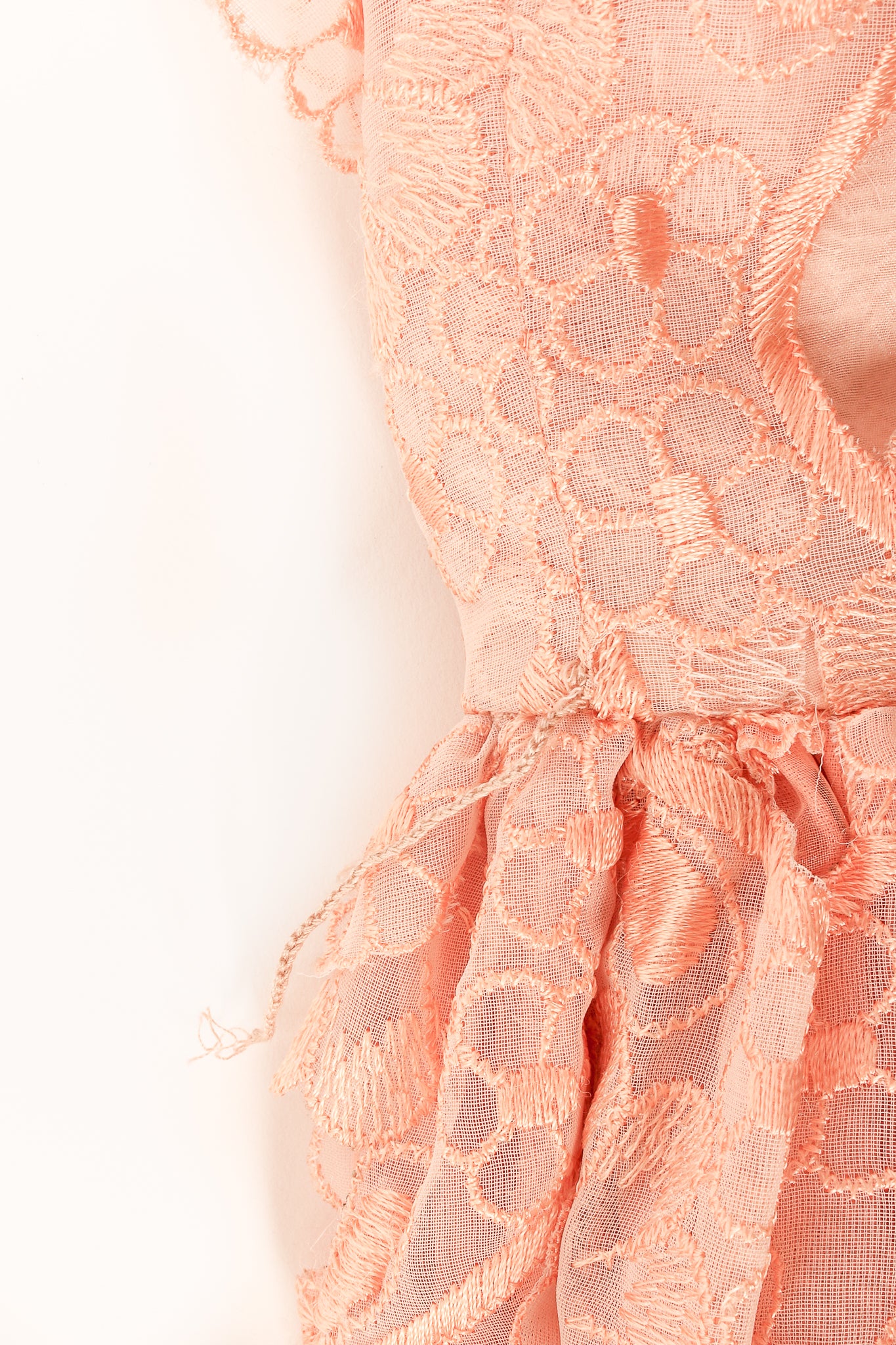 Vintage Richilene Embroidered Lace Balloon Sleeve Dress Detail at Recess LA