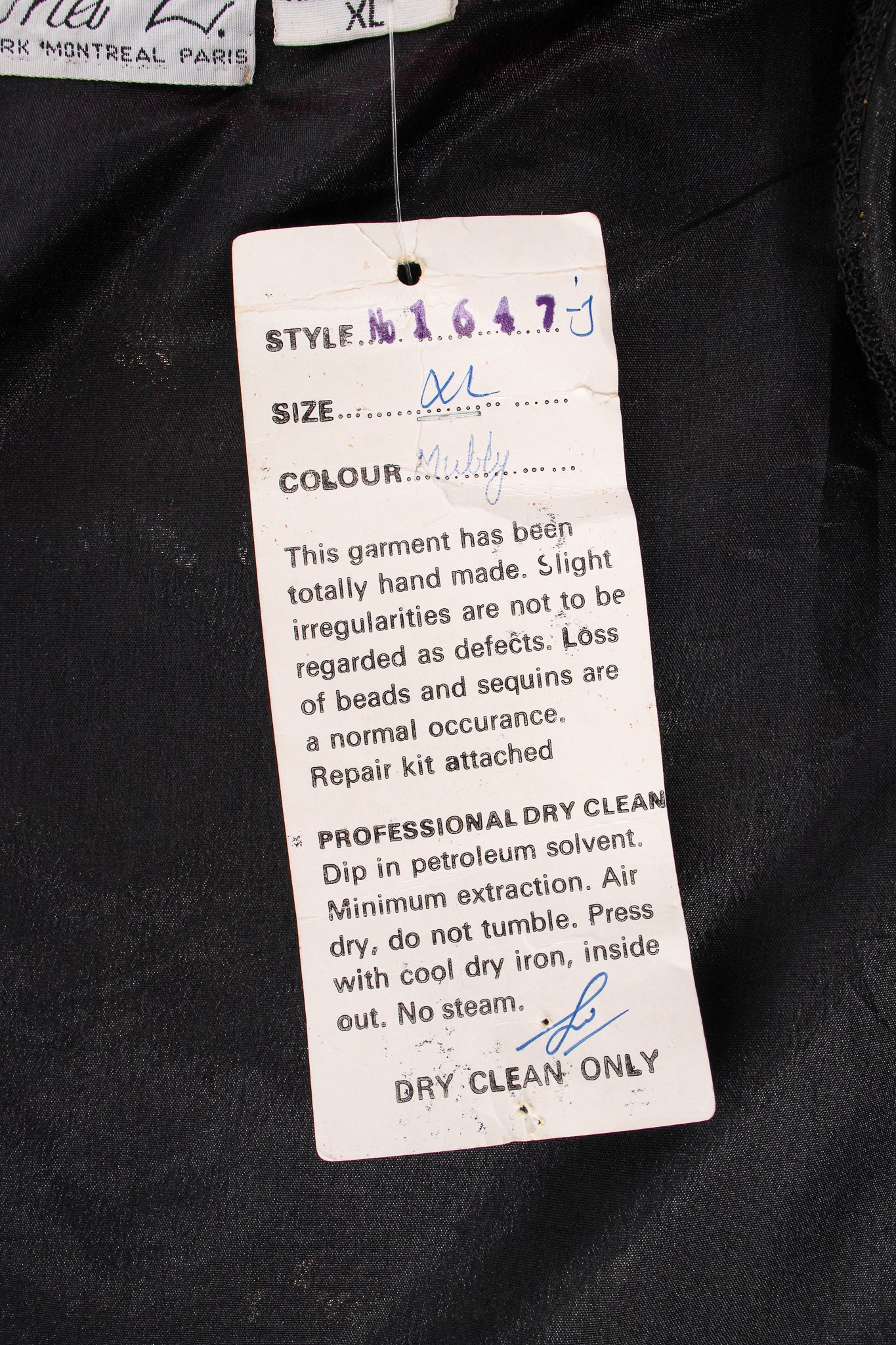 Vintage Rina Z Rainbow Stripe Sequin Jacket tag at Recess Los Angeles