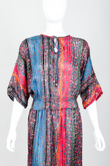 Vintage Robert Janan Floral Stripe Chiffon Dress on Mannequin front crop at Recess Los Angeles
