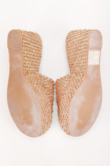 Recess Los Angeles Designer Consignment Resale Recycle Vintage Robert Clergerie Platform Raffia Straw Wedge Clogs Mules
