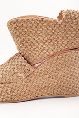 Recess Los Angeles Designer Consignment Resale Recycle Vintage Robert Clergerie Platform Raffia Straw Wedge Clogs Mules