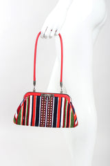 Recess Designer Consignment Vintage Roberta Di Camerino Velvet Striped Slim Frame Bag Los Angeles Resale