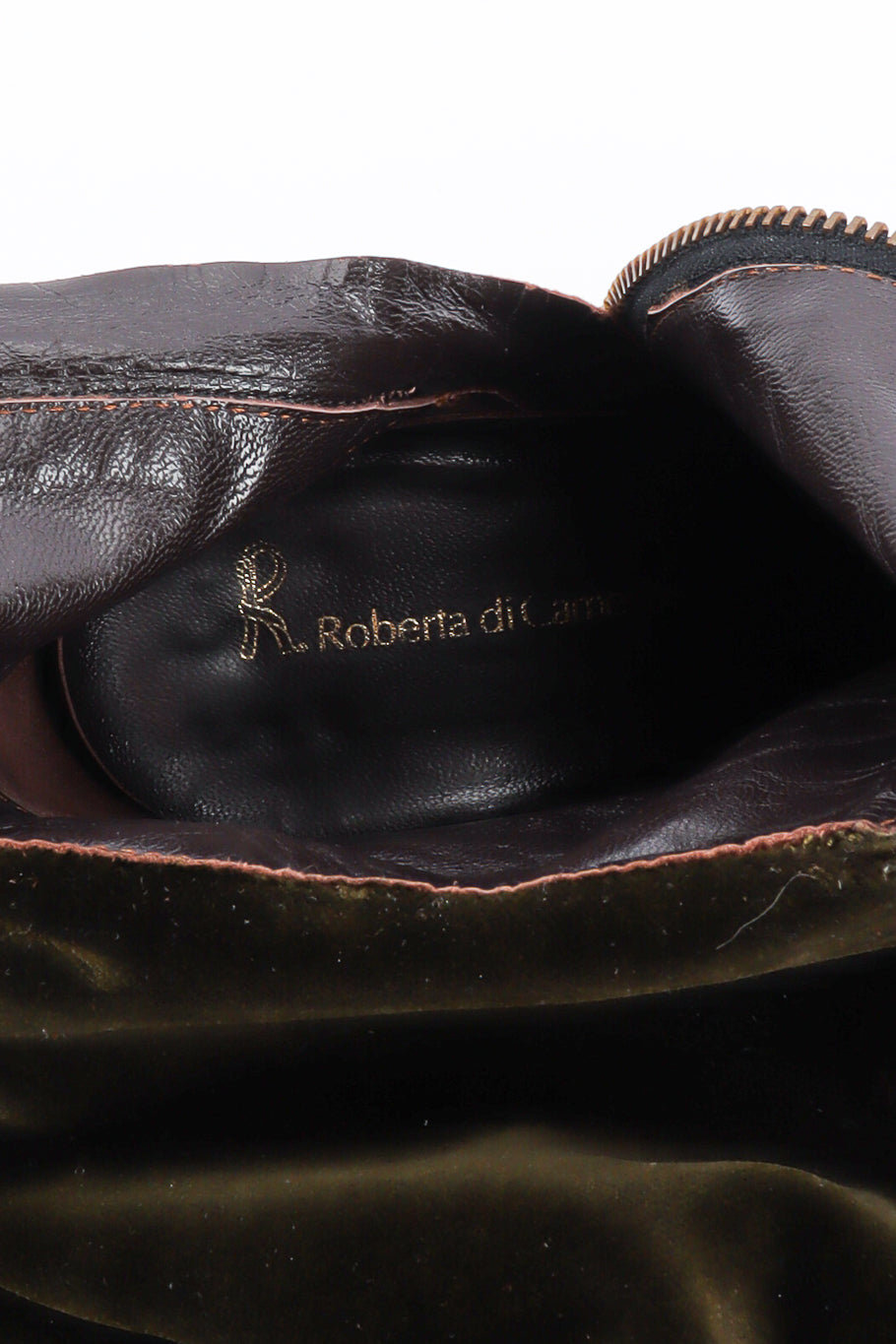 Vintage Roberta Di Camerino Stripe Velvet & Leather Heel Boot signed @ Recess LA