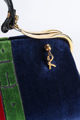 Vintage Roberta di Camerino Navy Stripe Velvet Frame Handbag R Charm at Recess Los Angeles