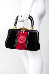 Recess Los Angeles Vintage Robera Di Camerino Signature Velvet Black Red Mini Bagonghi Bag