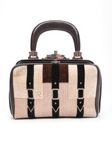 Recess Designer Consignment Vintage Roberta Di Camerino Velvet & Leather Hinged Frame Bag Mini Luggage Los Angeles Resale