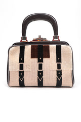 Recess Designer Consignment Vintage Roberta Di Camerino Velvet & Leather Hinged Frame Bag Mini Luggage Los Angeles Resale