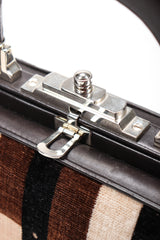 Recess Designer Consignment Vintage Roberta Di Camerino Velvet & Leather Hinged Frame Bag Mini Luggage Los Angeles Resale