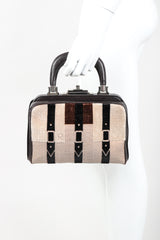 Recess Designer Consignment Vintage Roberta Di Camerino Velvet & Leather Hinged Frame Bag Mini Luggage Los Angeles Resale