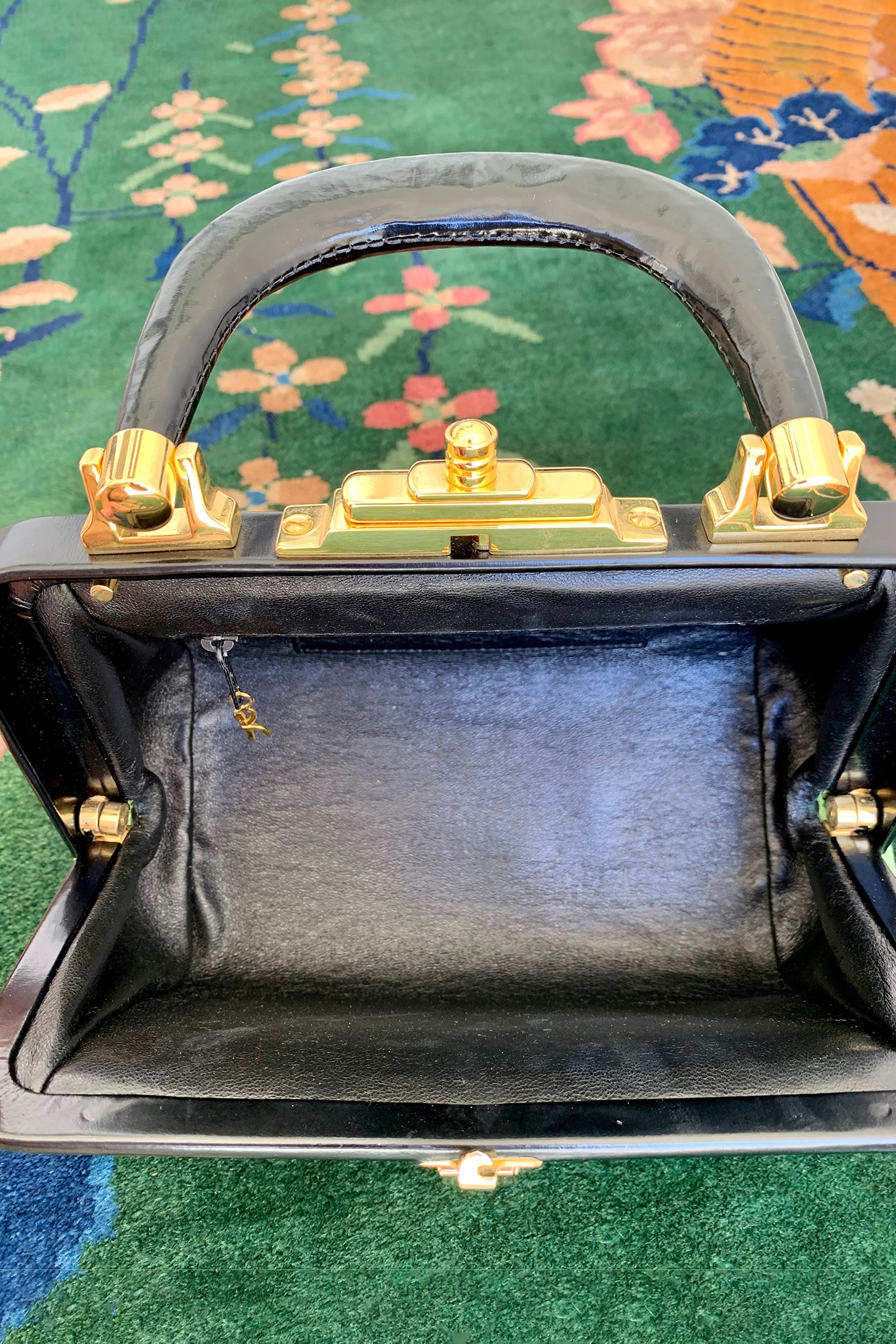 Vintage Roberta di Camerino Green Velvet Mini Bagonghi Bag interior at Recess Los Angeles