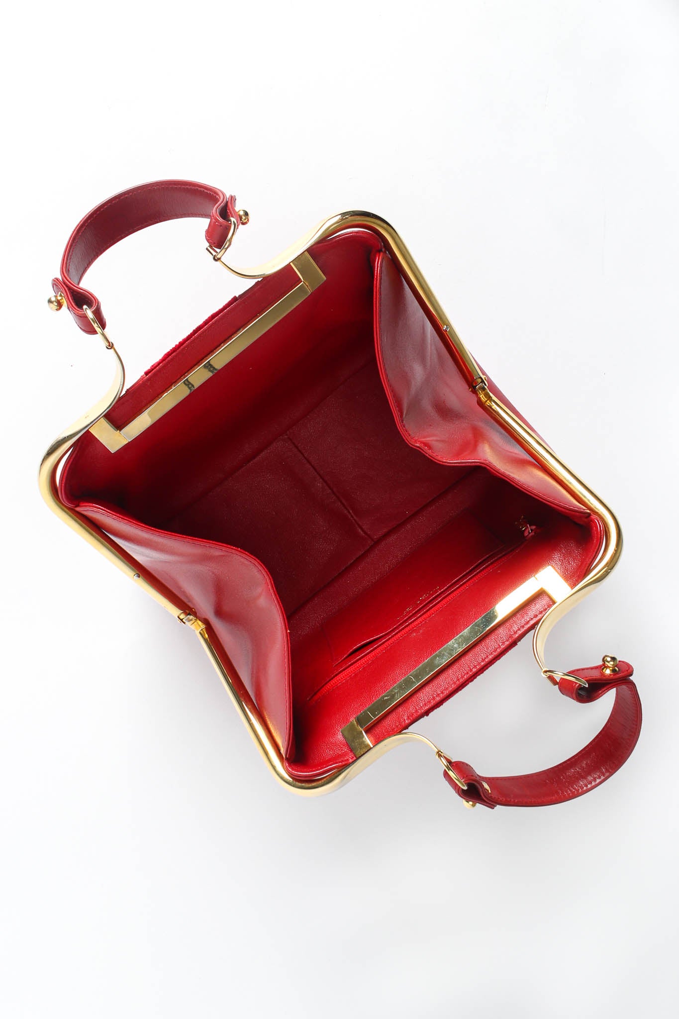 Vintage Roberta Di Camerino Mini Caravel Leather Frame Bag opened top @ Recess Los Angeles