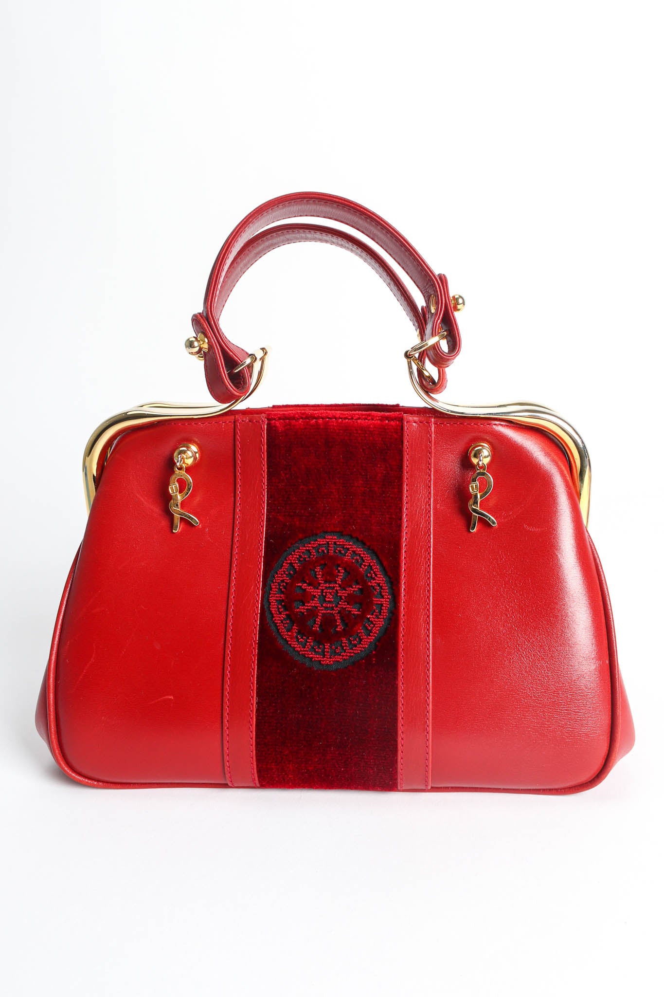 Vintage Roberta Di Camerino Mini Caravel Leather Frame Bag front @ Recess Los Angeles