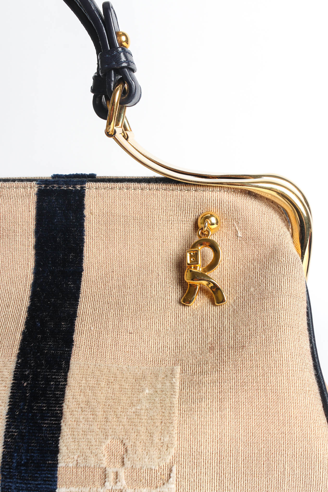 Vintage Roberta Di Camerino Caravel Twill Block Stripe Bag charm/fabric run @ Recess Los Angeles