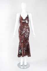 Recess Los Angeles Designer Consignment Resale Recycle Vintage Roberto Cavalli Astrology Star Chart Scorpio Silk Halter Dress