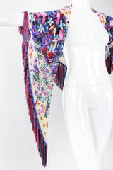 Recess Los Angeles Designer Consignment Vintage Roberto Cavalli Floral Fringe Kaleidoscope Silk Chiffon Shawl