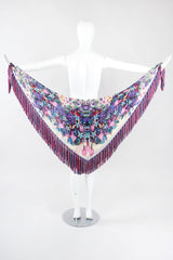 Recess Los Angeles Designer Consignment Vintage Roberto Cavalli Floral Fringe Kaleidoscope Silk Chiffon Shawl
