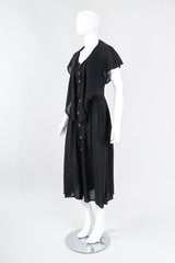Recess Los Angeles Vintage Rodier Cotton Belted Bertha Cape Collar Dress