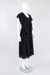 Recess Los Angeles Vintage Rodier Cotton Belted Bertha Cape Collar Dress