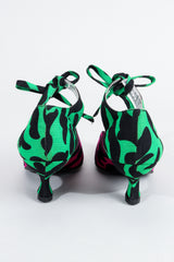 Vintage Roger Vivier 80s Satin Colorblock Ankle Tie Heels back at Recess Los Angeles