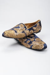 Recess Los Angeles Vintage Roger Vivier Metal Couching Embroidered Organic Freeform Loafers Smoking Slippers