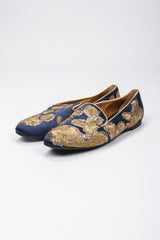 Recess Los Angeles Vintage Roger Vivier Metal Couching Embroidered Organic Freeform Loafers Smoking Slippers