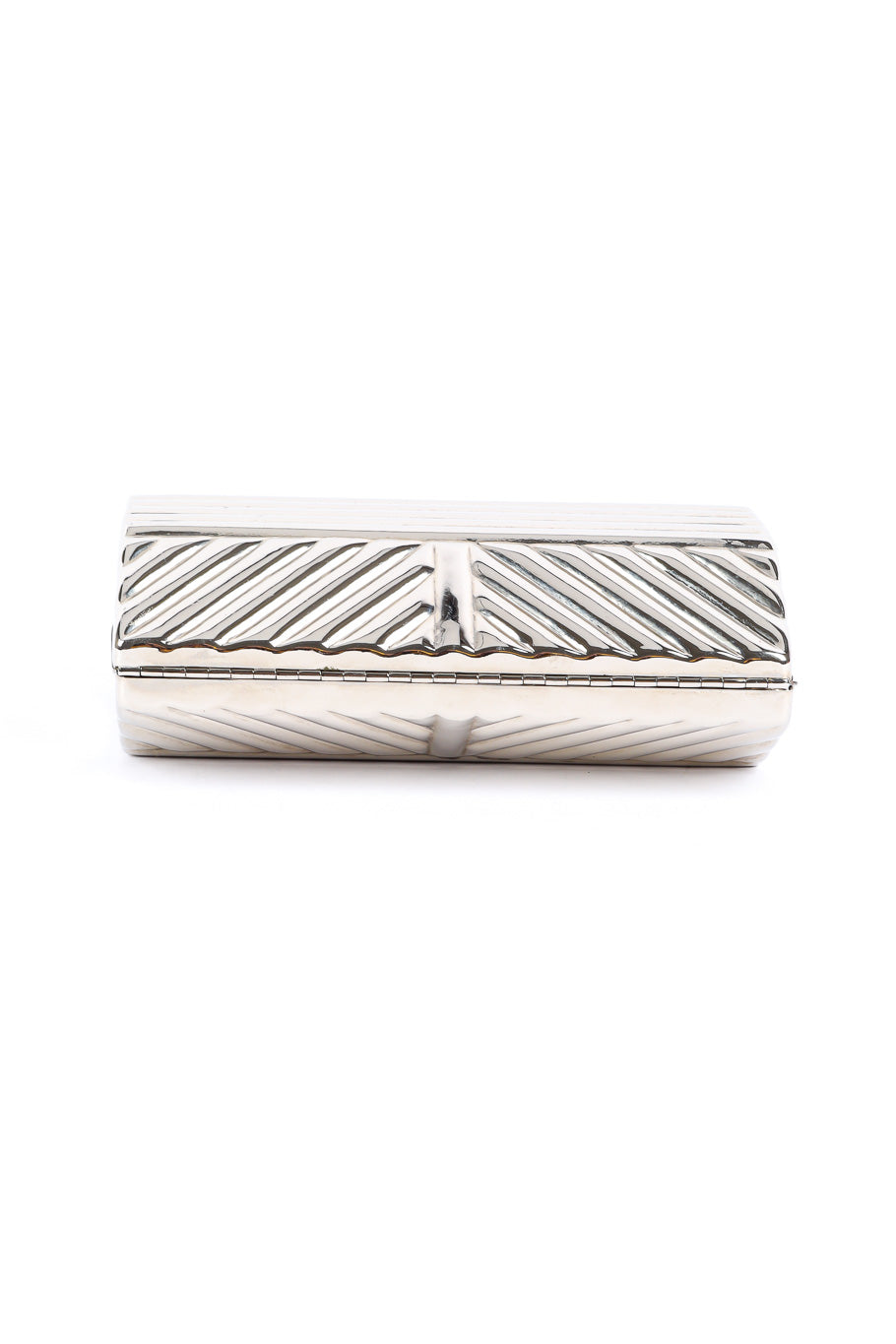 Saks Fifth Avenue metal silver clutch bottom details @recessla