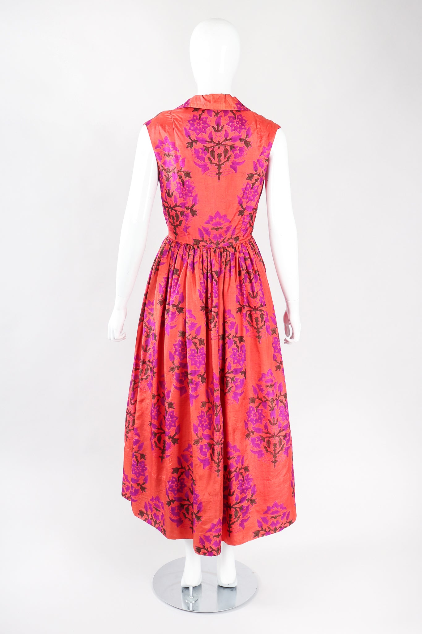 Recess Los Angeles Designer Consignment Vintage Sabina Indian Sleeveless Silk Shirtwaist Dress