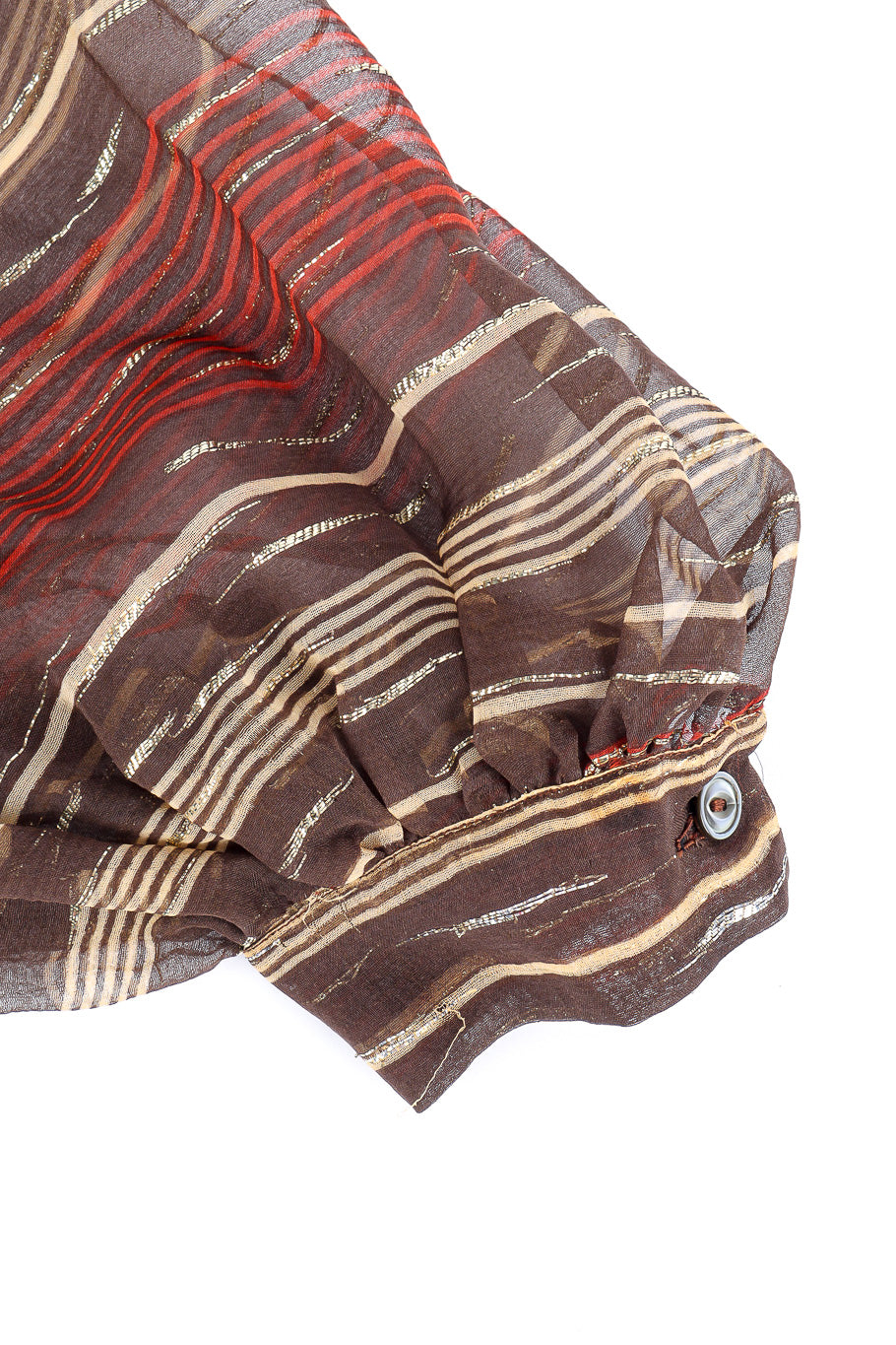 Airy fine lamé striped silk chiffon peasant blouse by Saint Laurent button closure close @recessla