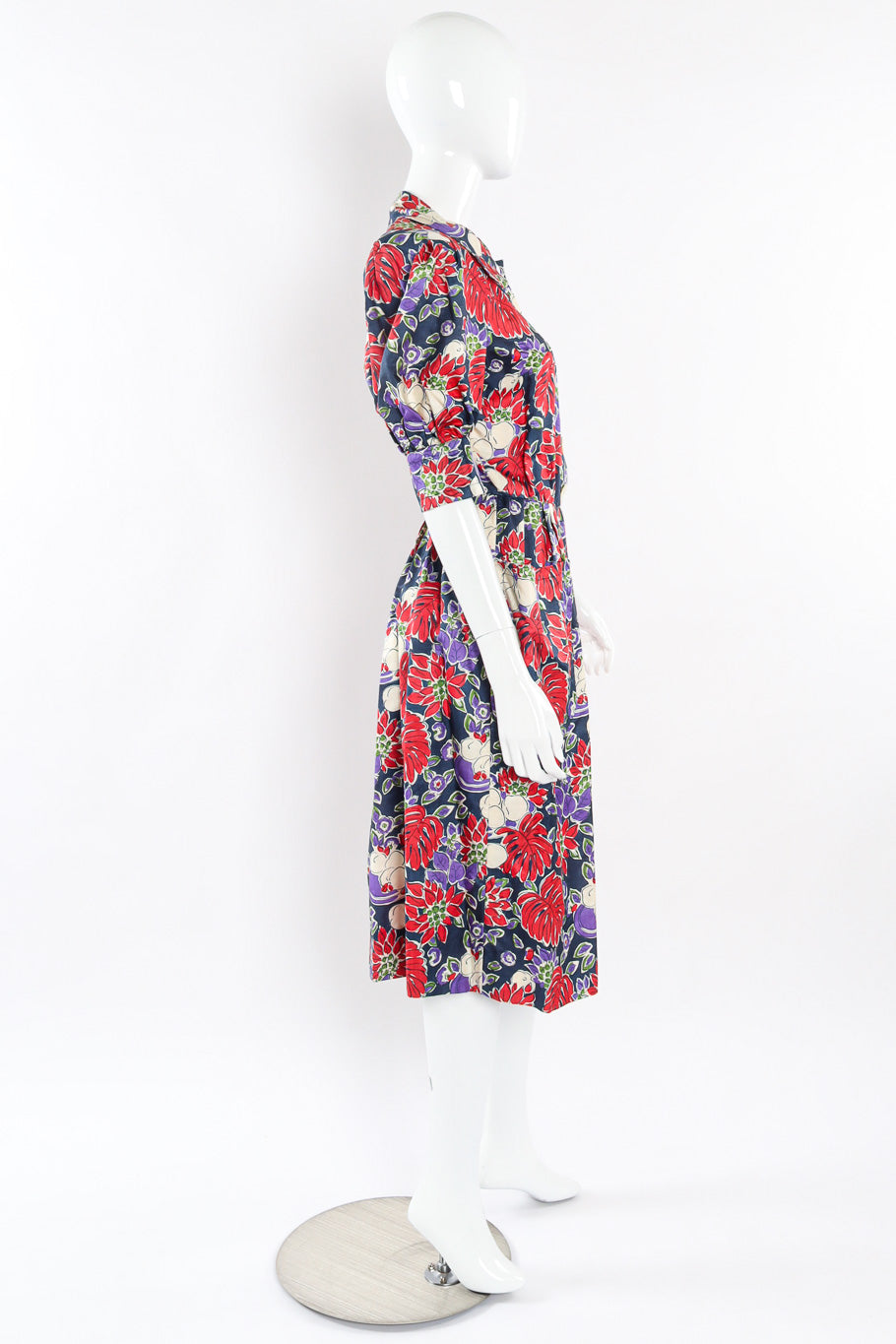 Multi-printed midi length dress by Yves Saint Laurent Side View @recessla