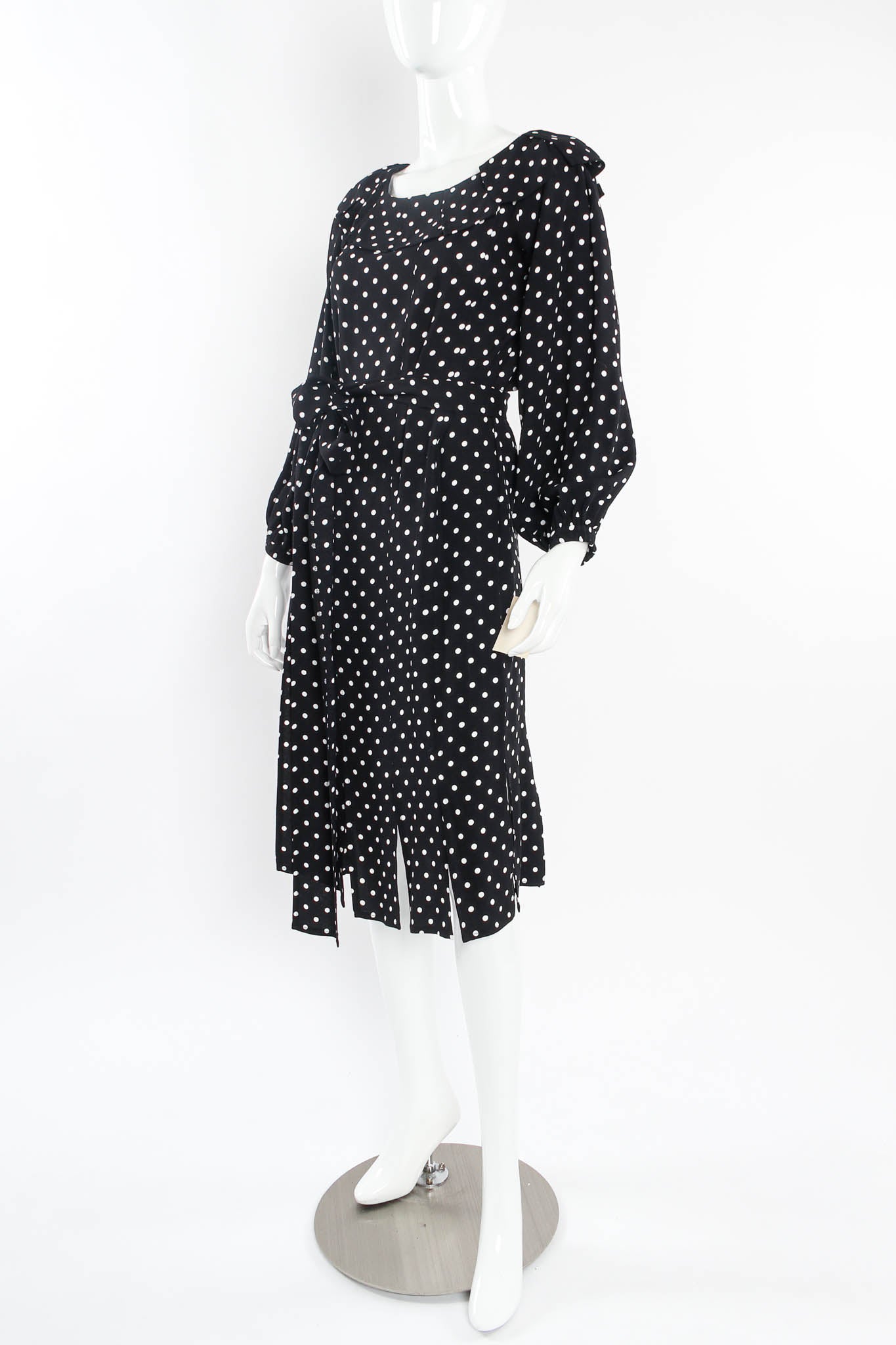 Vintage Saint Laurent 1981 S/S Polka Dot Carwash Pleat Dress mannequin angle @ Recess Los Angeles