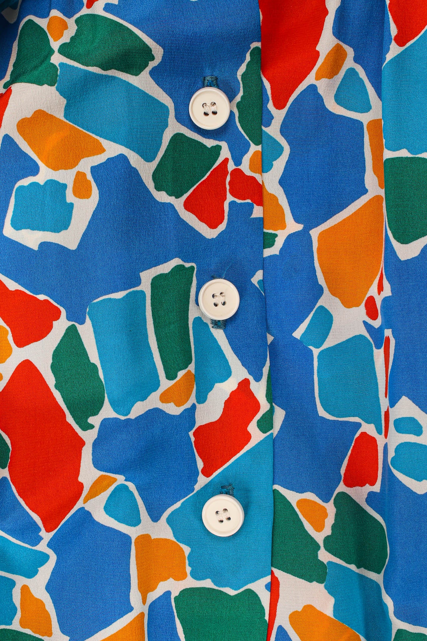 Vintage Saint Laurent Abstract Mosaic Print Dress buttons @ Recess Los Angeles