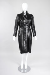 Recess Los Angeles Vintage Yves Saint Laurent YSL Velvet Tipped Leather Coat Dress