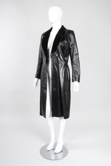 Recess Los Angeles Vintage Yves Saint Laurent YSL Velvet Tipped Leather Coat Dress