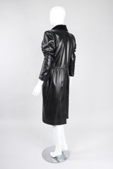 Recess Los Angeles Vintage Yves Saint Laurent YSL Velvet Tipped Leather Coat Dress