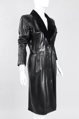 Recess Los Angeles Vintage Yves Saint Laurent YSL Velvet Tipped Leather Coat Dress