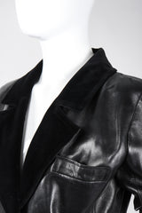 Recess Los Angeles Vintage Yves Saint Laurent YSL Velvet Tipped Leather Coat Dress
