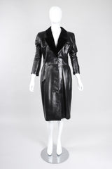 Recess Los Angeles Vintage Yves Saint Laurent YSL Velvet Tipped Leather Coat Dress