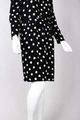 Recess Los Angeles Vintage Saint Laurent Black White Polka Dotted Long Sleeve Dress