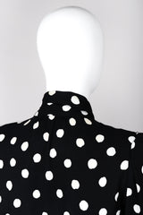 Recess Los Angeles Vintage Saint Laurent Black White Polka Dotted Long Sleeve Dress