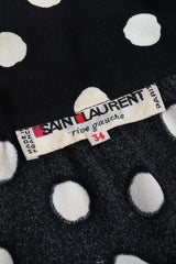 Recess Los Angeles Vintage Saint Laurent Black White Polka Dotted Long Sleeve Dress