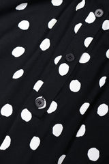 Recess Los Angeles Vintage Saint Laurent Black White Polka Dotted Long Sleeve Dress