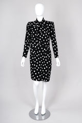 Recess Los Angeles Vintage Saint Laurent Black White Polka Dotted Long Sleeve Dress